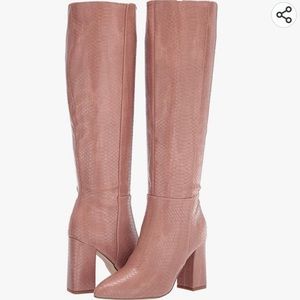 Madden Girl Pink Snakeskin Tall Boots